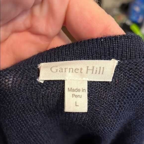 Garnet Hill Blue Baby Alpaca V-Neck Wide Sleeve Pullover Sweater Modern Office - Picture 6 of 12